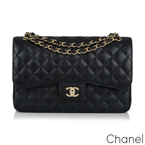 chanel classic jumbo black caviar|Chanel Classic Double Flap Quilted Caviar Gold.